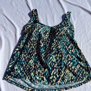 Women’s Teal & Black Printed swim Top